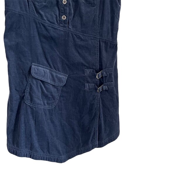 Fransa Blue Corduroy Buckle Detail Asymmetric Bottom Dress Size Medium - Picture 2 of 6